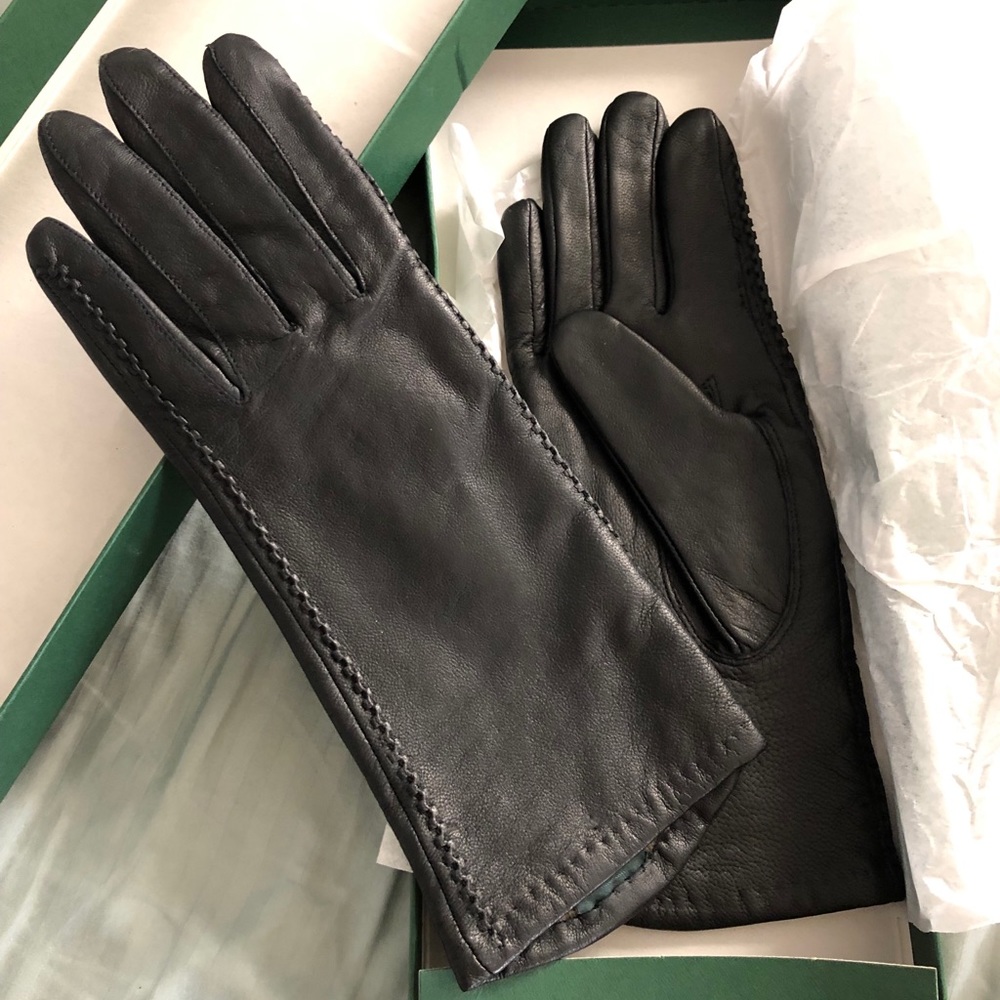Black Leather Winter Gloves